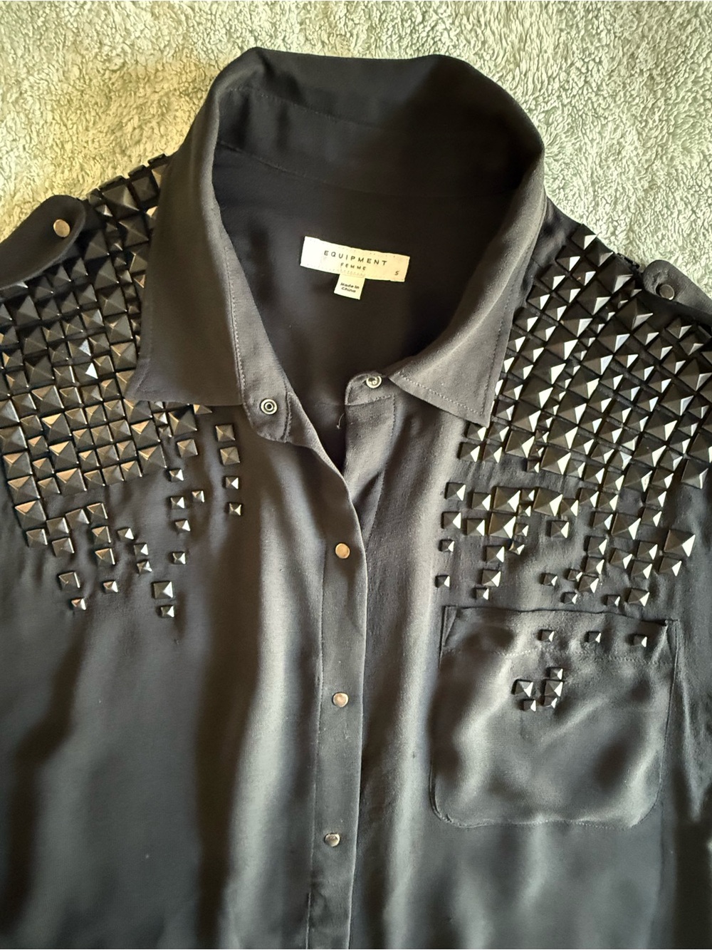 Equipment Black Studded Sleeveless Blouse - Picture 3 of 12